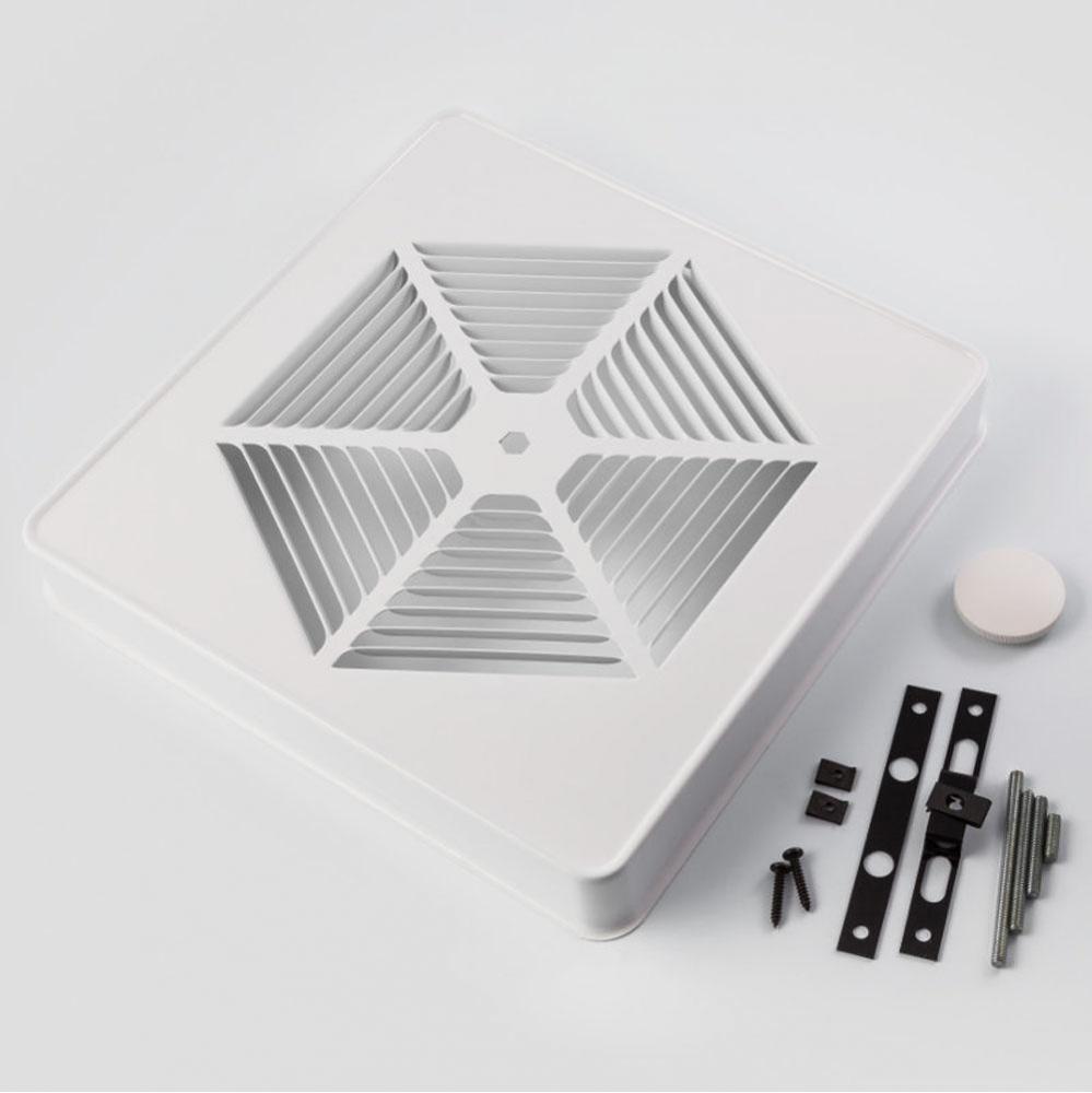 White Painted Steel Metal Grille Kit for 10'' fan units without switch hole