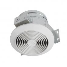 Broan Nutone 673 - Broan 60 cfm 8'' Vertical Discharge Fan with White Circle Plastic Grille, 4.5 Sones