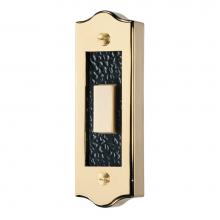 Broan Nutone PB19LGL - Lighted Rectangular Pushbutton, 1w x 3-1/8h in Polished Brass with Antique Hammered Center