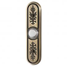 Broan Nutone PB64LAB - Lighted Textured Pushbutton, 1-1/8w x 4-3/4h in Antique Brass