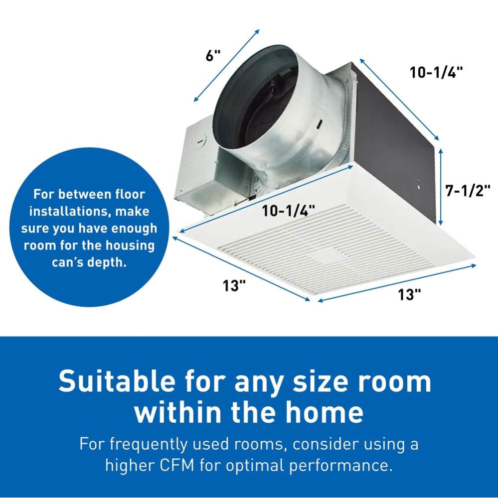 Panasonic WhisperGreen Select Ceiling Mount Exhaust Fan, Customizable, 110-130-150 CFM, FV-1115VK3
