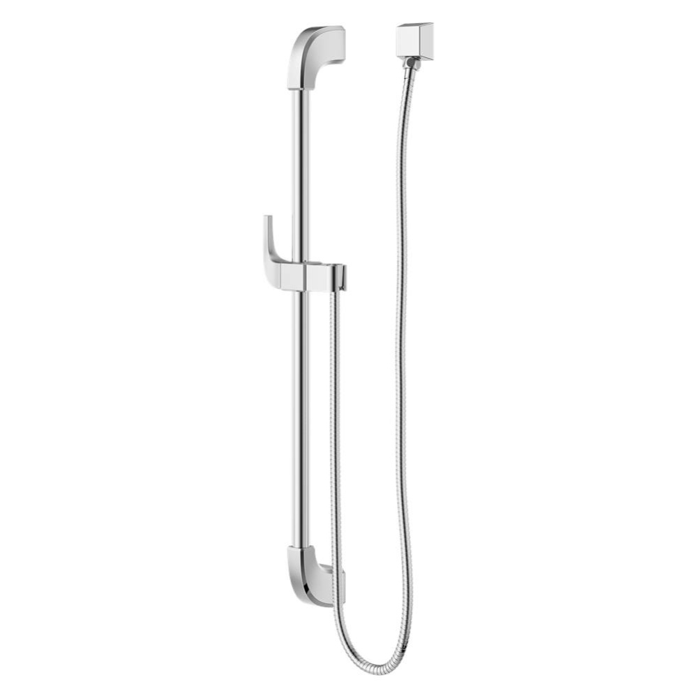 Transitional Square 30 in. Slide Bar with 60 in. Hose in Polished Chrome