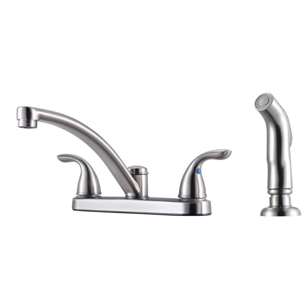 G135-800S - Stainless Steel - Two Handle Kitchen Faucet with Spray