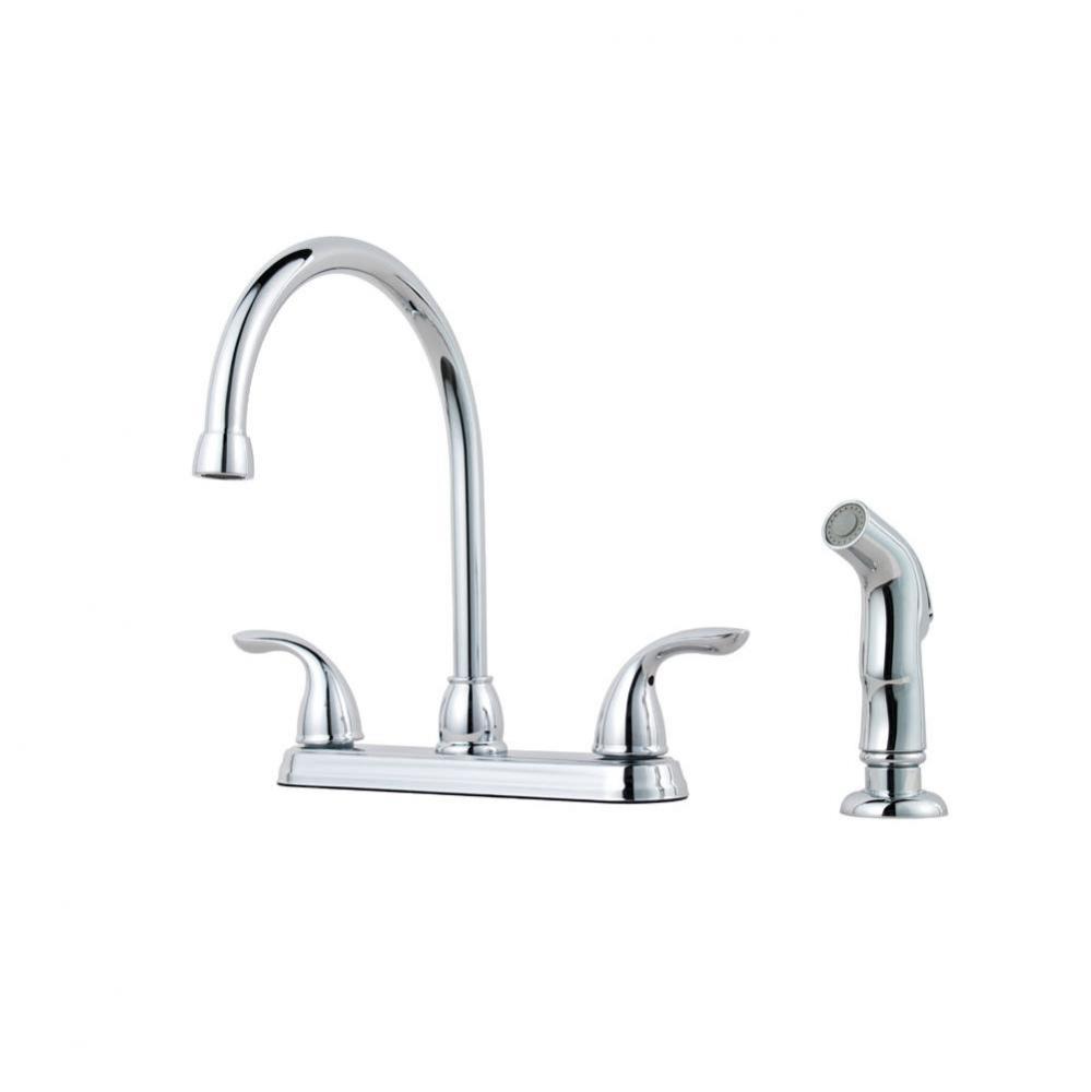 Two Handle High Arc Kitchen Faucet With Spray Cr