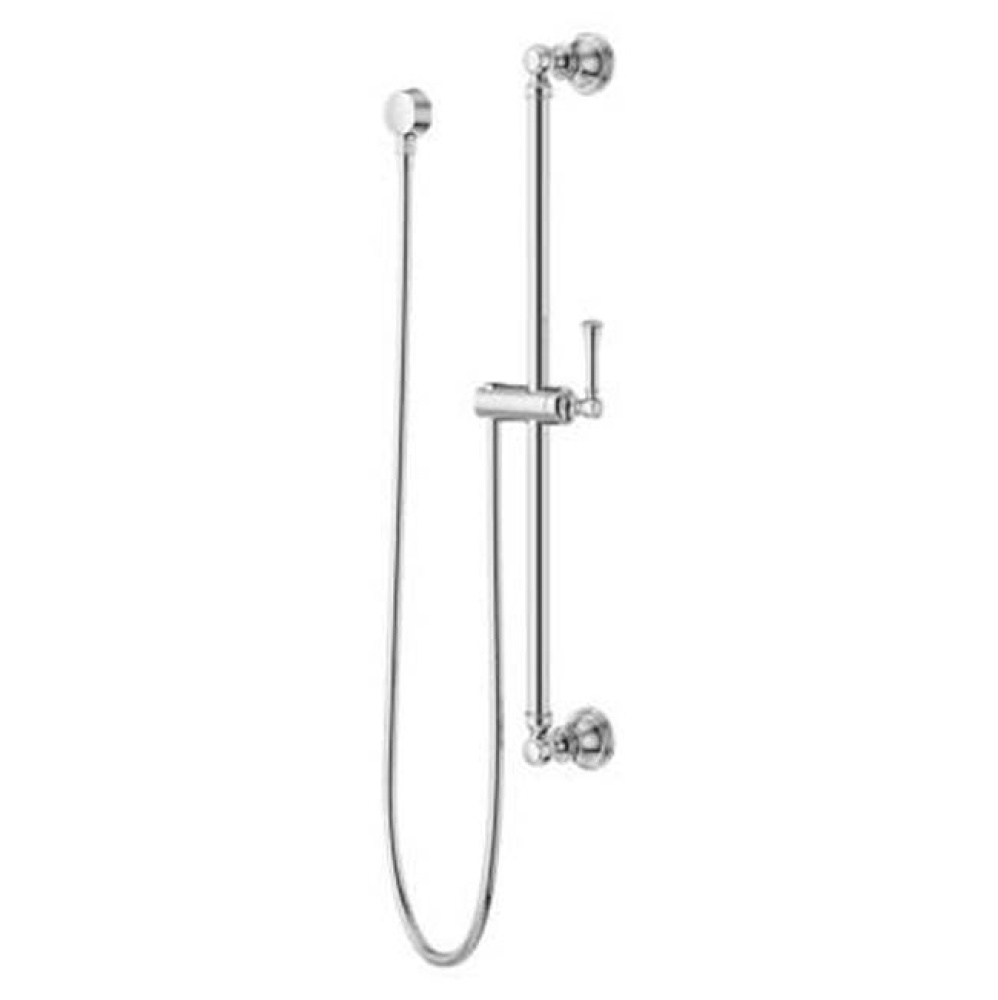 Transitional Round 30 in. Slide Bar with 60 in. Hose in Polished Chrome