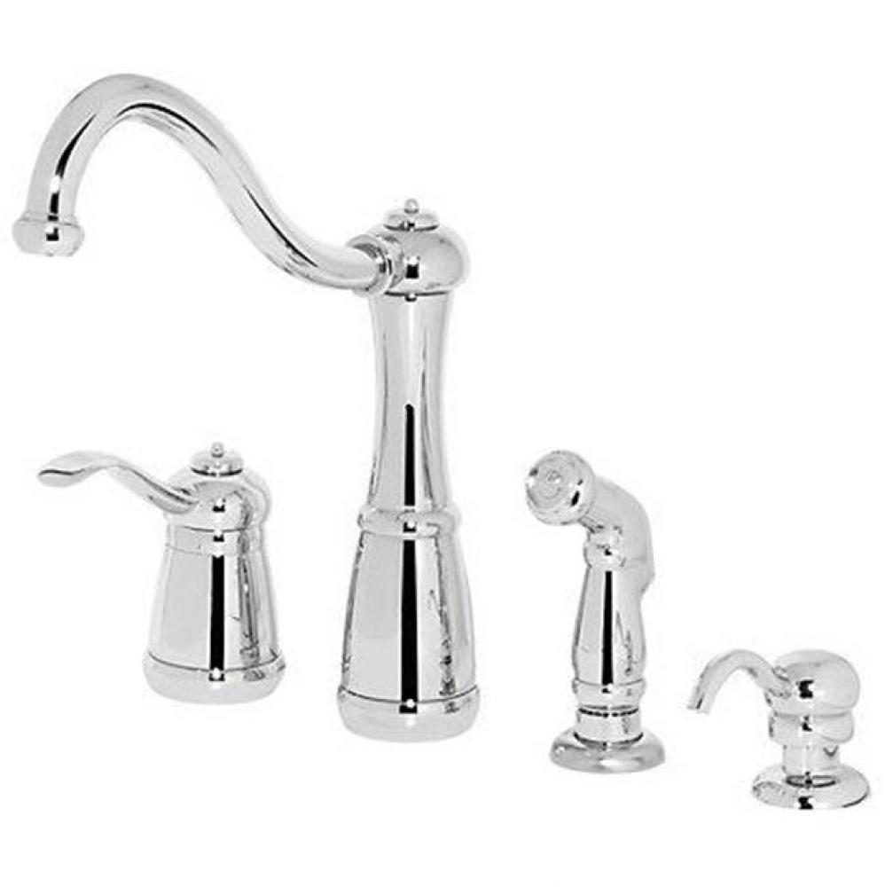 Marielle 1-Handle Kitchen Faucet with Side Spray And Soap Dispenser in Polished Chrome