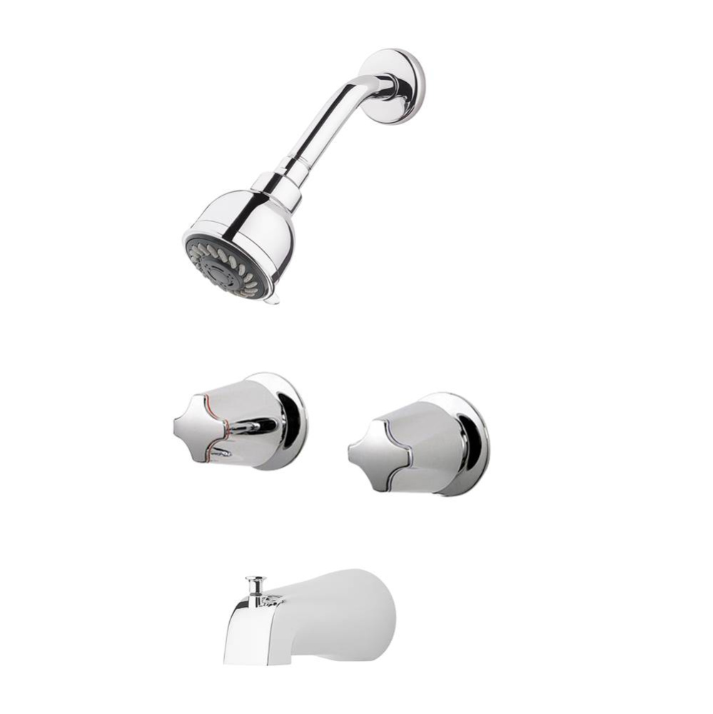 Pfister 2-Handle Tub & Shower Faucet with Metal Knob Handles in Polished Chrome