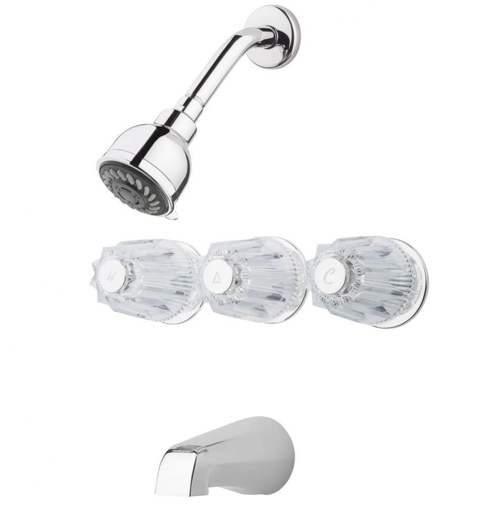 LG01-3190 -  Chrome - Three Handle Tub and Shower