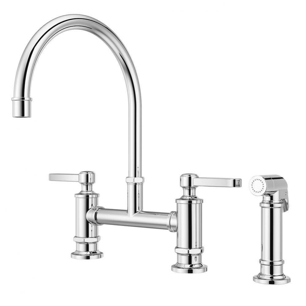 Port Haven 2-Handle Kitchen Faucet with Side Spray in Polished Chrome