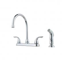 Pfister G136-5000 - G136-5000 - Chrome - Two Handle High Arc Kitchen Faucet with Spray