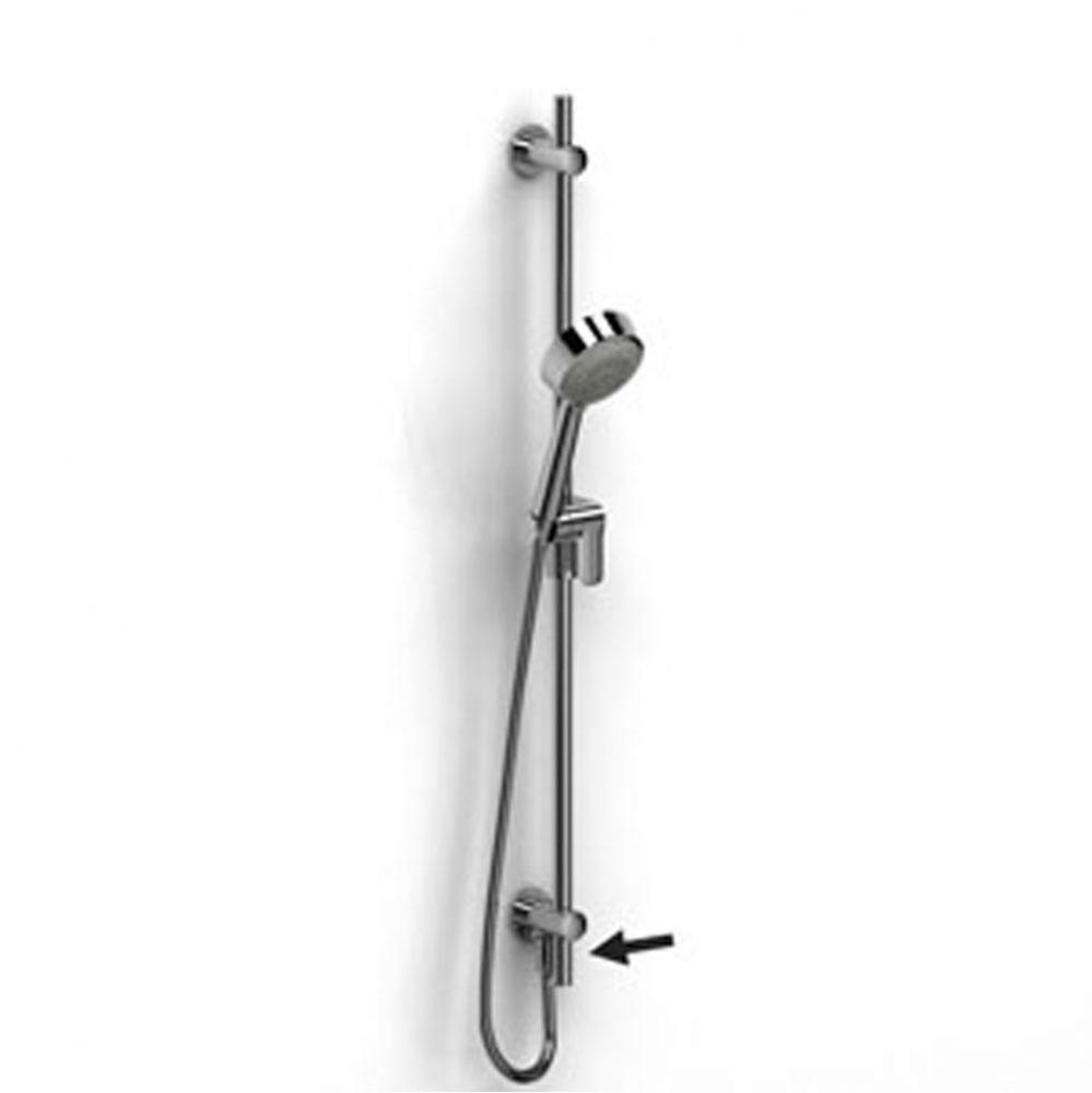 Hand shower rail with built-in elbow supply