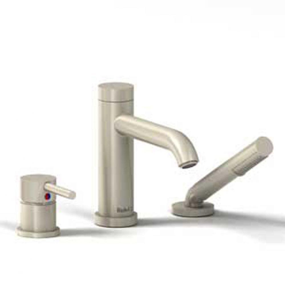 3-piece deck-mount tub filler with handshower