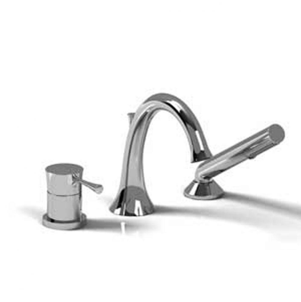 3-piece deck-mount tub filler with Handshower trim