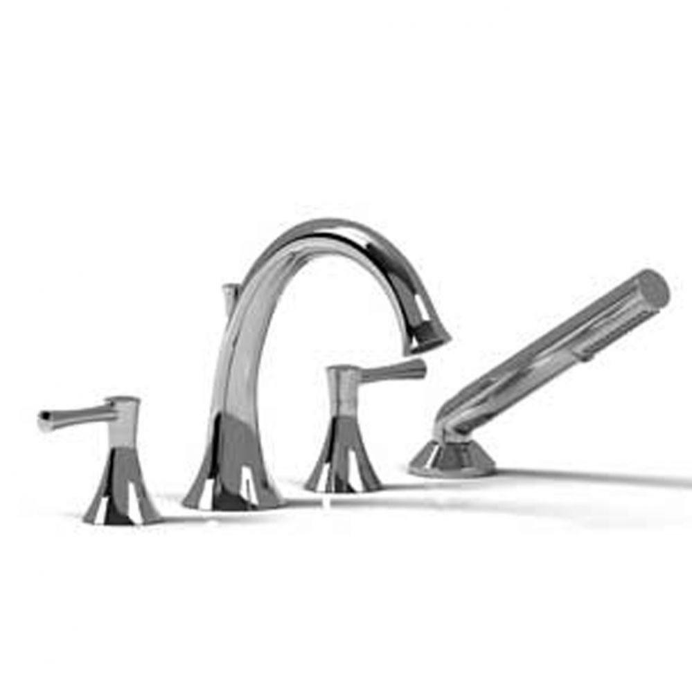 4-piece deck-mount tub filler with handshower