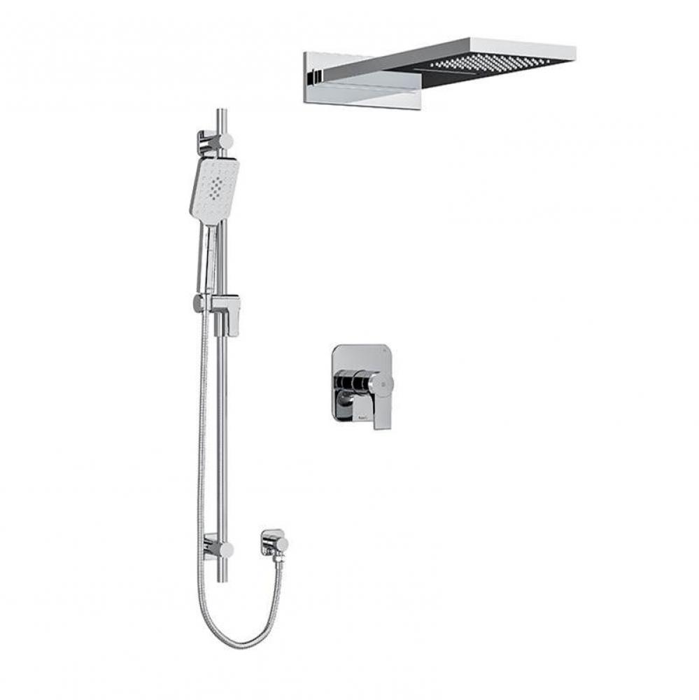 Type T/P (thermostatic/pressure balance)  1/2'' coaxial 3-way system with hand shower ra