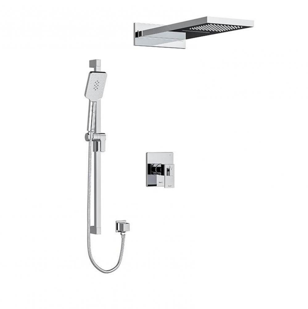 Type T/P (thermostatic/pressure balance)  1/2'' coaxial 3-way system with hand shower ra
