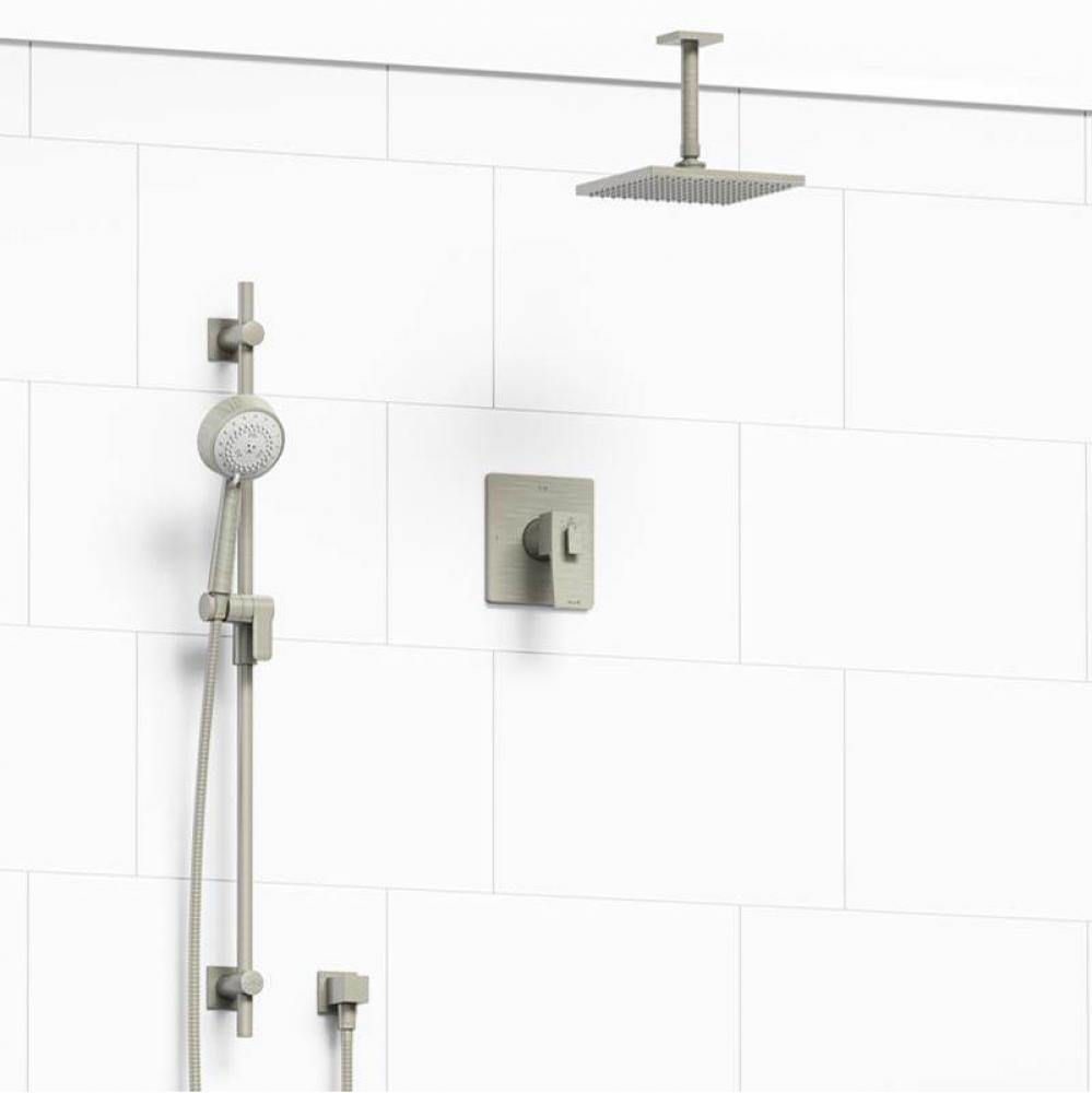 Type T/P (thermostatic/pressure balance) 1/2'' coaxial 2-way system with hand shower and