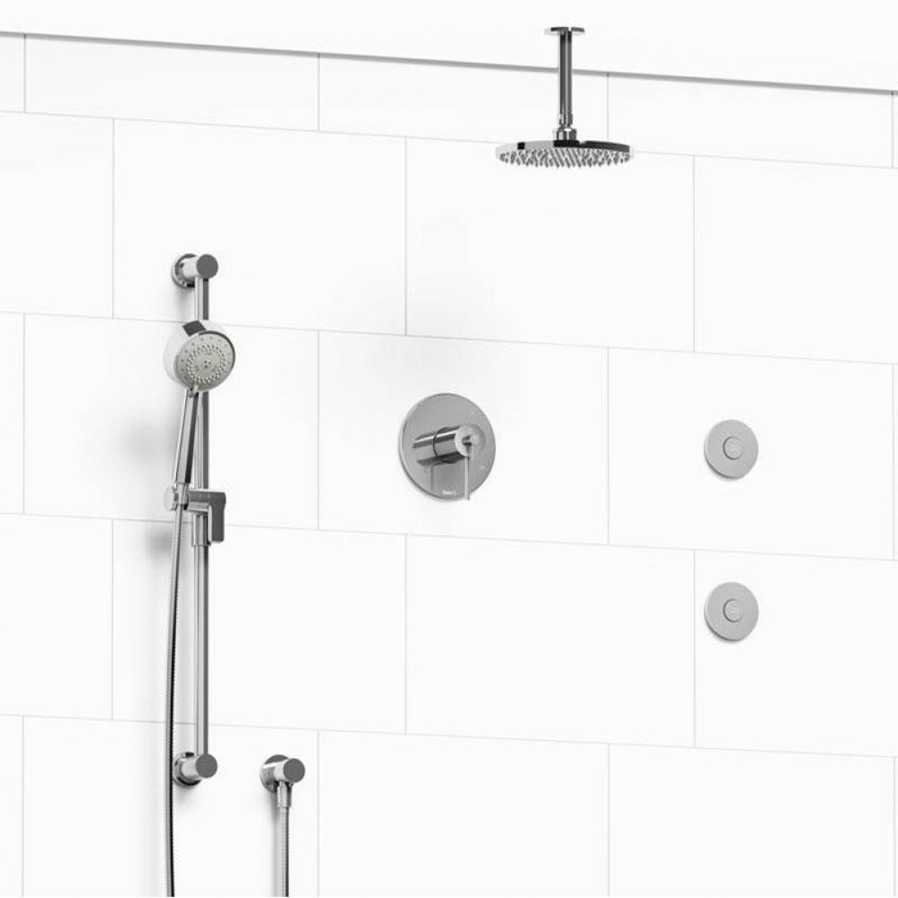 Type T/P (thermostatic/pressure balance) 1/2'' coaxial 3-way system, hand shower rail, e