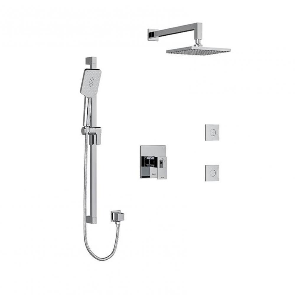 Type T/P (thermostatic/pressure balance)  1/2'' coaxial 3-way system, hand shower rail,
