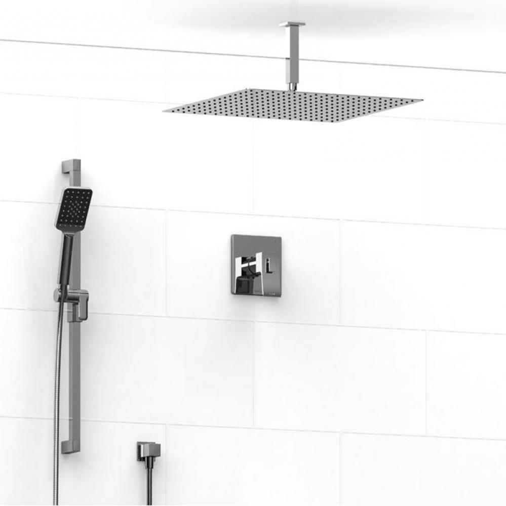 Type T/P (thermostatic/pressure balance) 1/2'' coaxial 2-way system with hand shower and