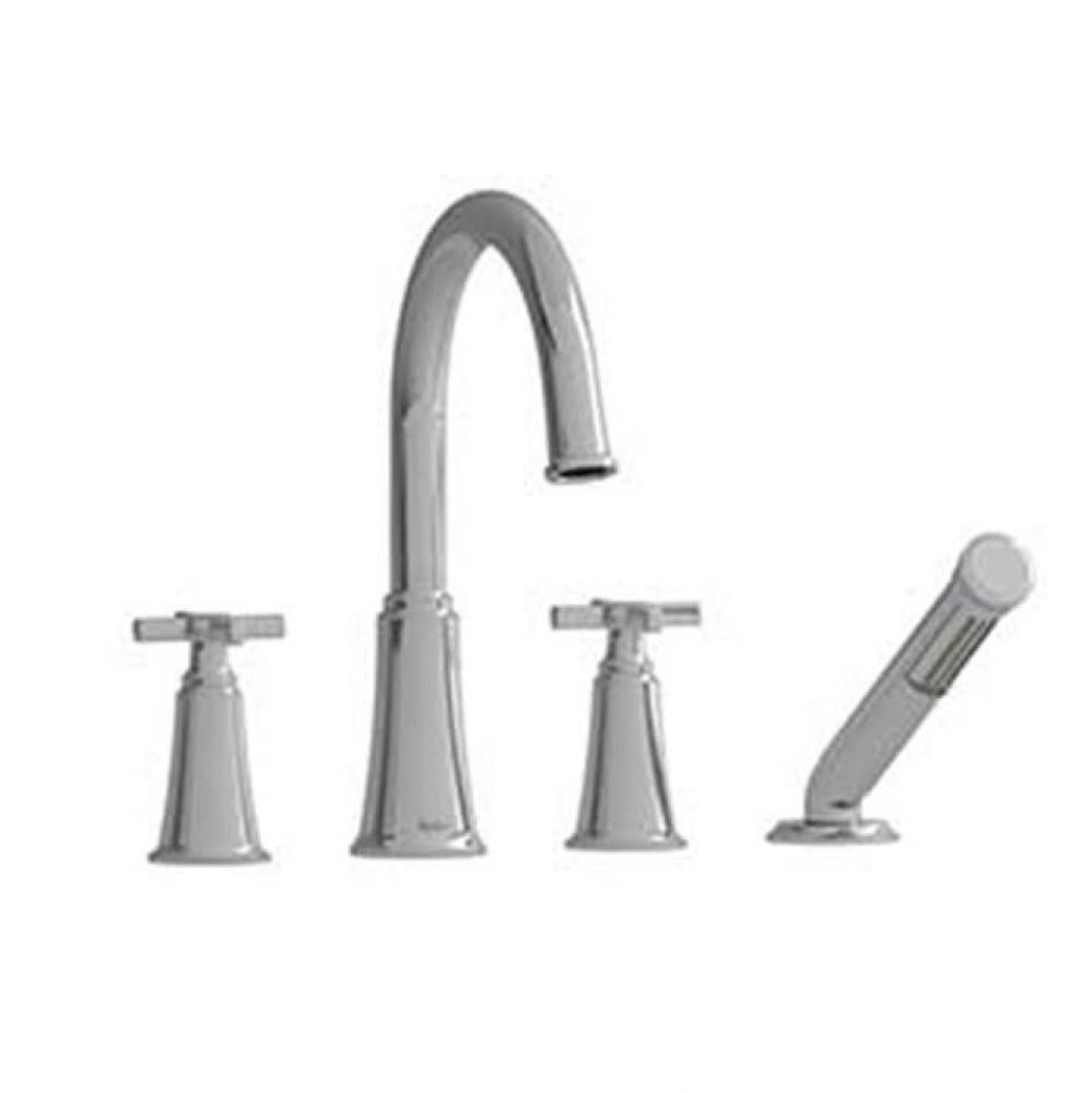 4-piece deck-mount tub filler with hand shower