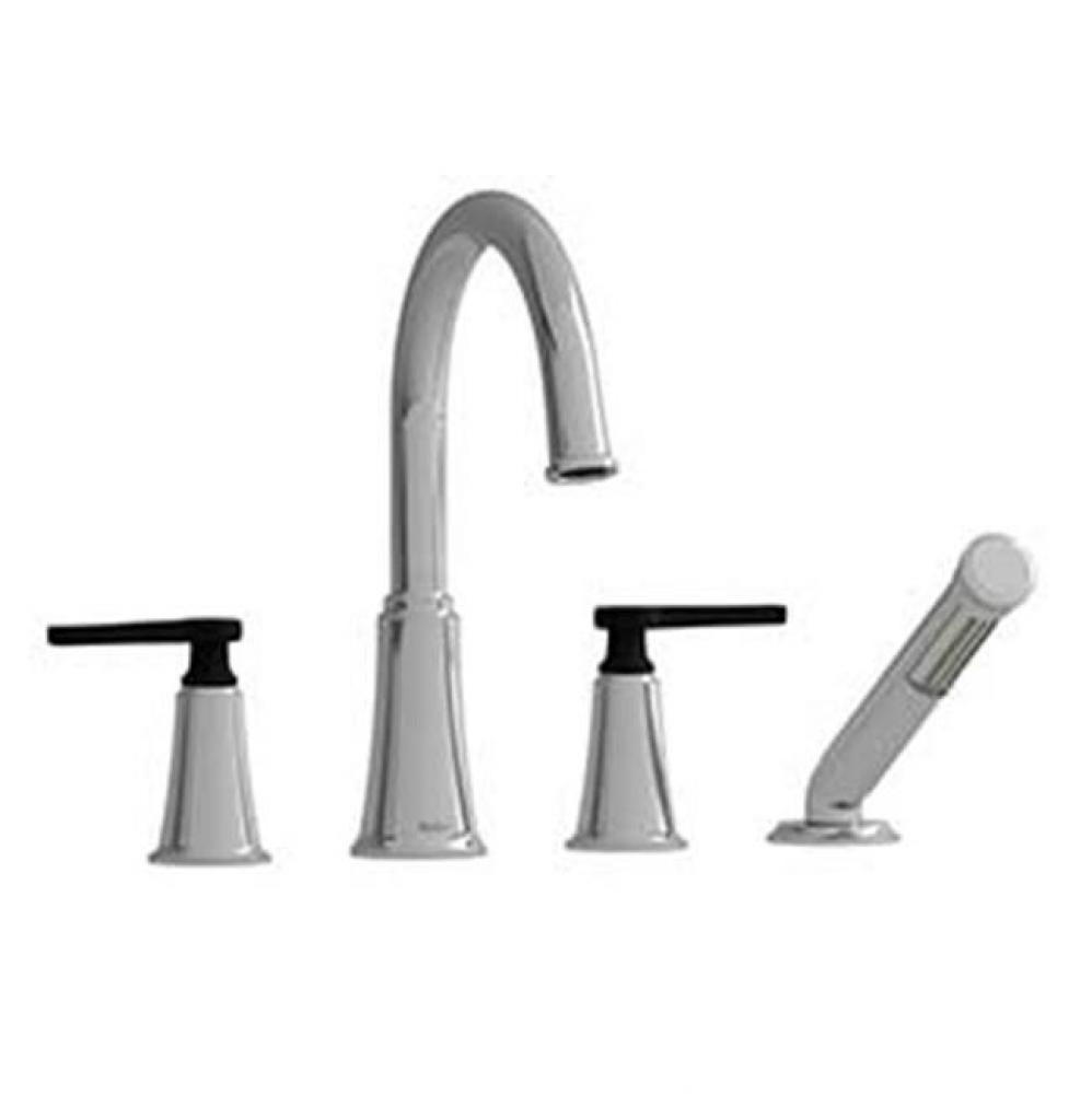 4-piece deck-mount tub filler with hand shower