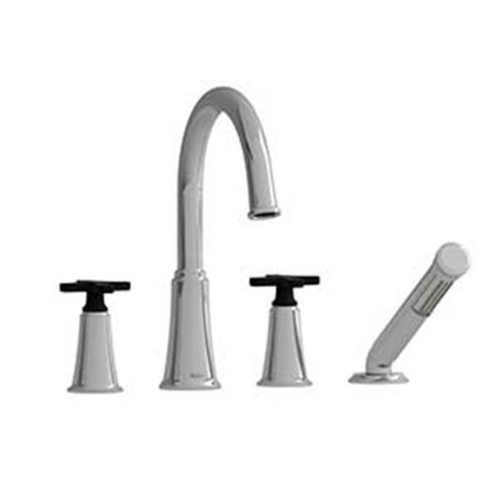 4-piece deck-mount tub filler with hand shower