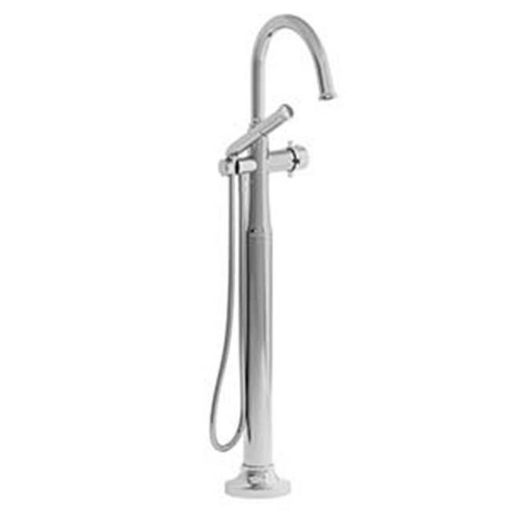 2-way Type T (thermostatic) coaxial floor-mount tub filler with hand shower trim