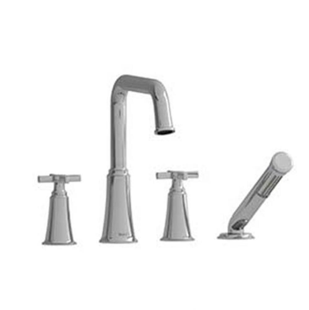 4-piece deck-mount tub filler with hand shower