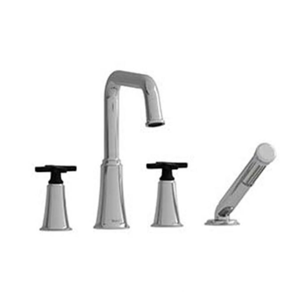 4-piece deck-mount tub filler with hand shower