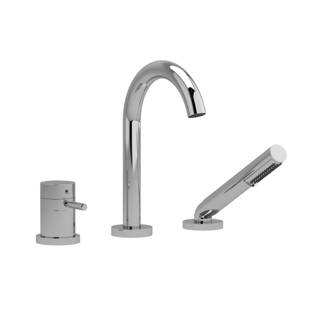 2-way 3-piece Type T (thermostatic) coaxial deck-mount tub filler with handshower