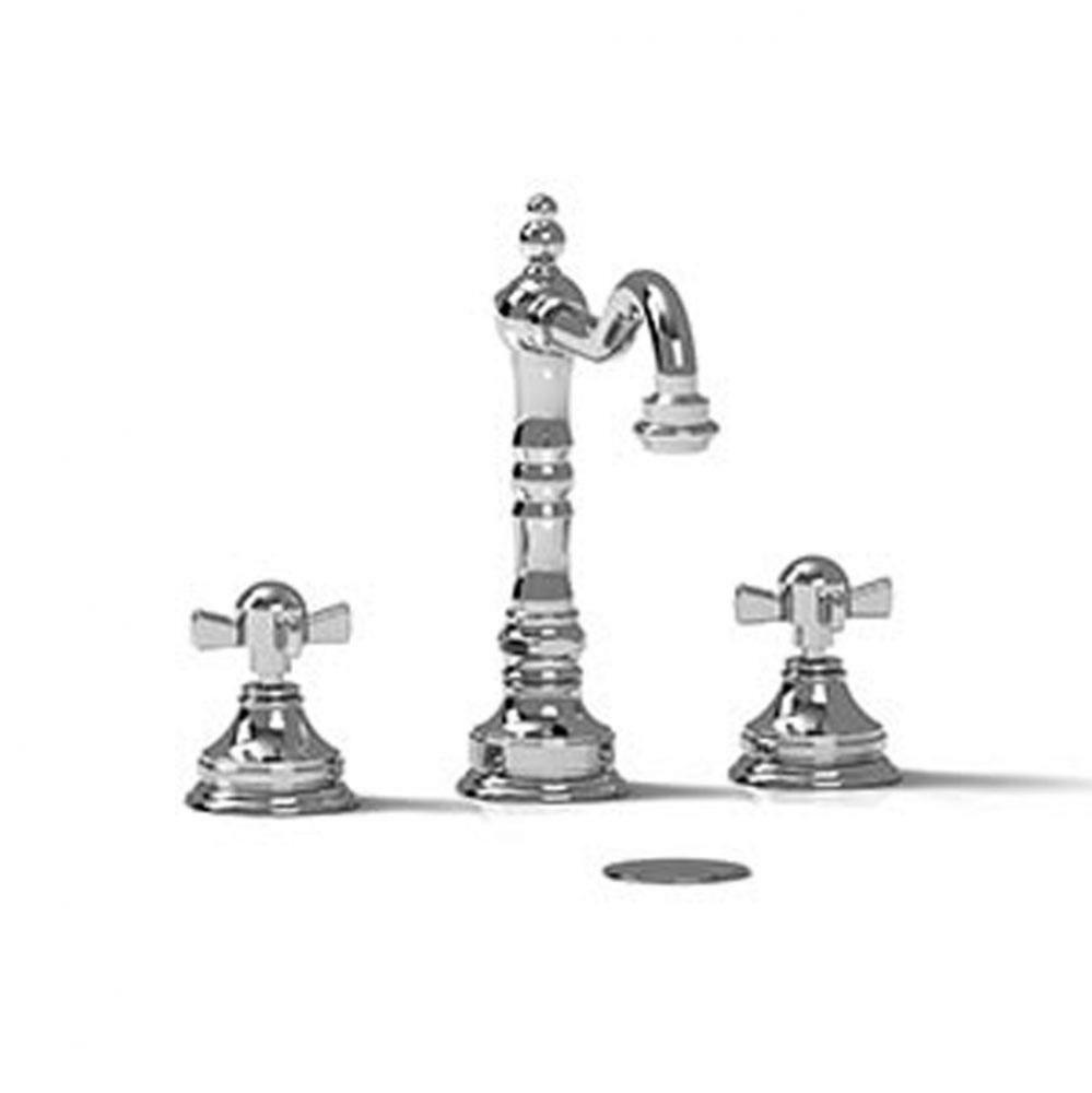 Retro 8 Inch Bathroom Faucet - Chrome With X-Shaped Handles
