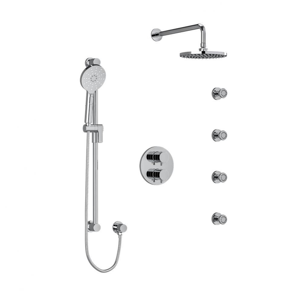 Type T/P (Thermostatic/Pressure Balance) Double Coaxial System With Hand Shower Rail, 4 Body Jets