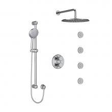 Riobel KIT483GN+C-6 - Type T/P 3/4'' double coaxial system with hand shower rail, 4 body jets and shower head