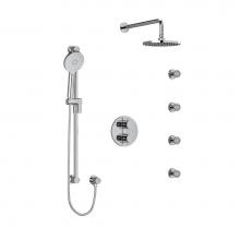 Riobel KIT446RUTM+C-6 - Type T/P (thermostatic/pressure balance) double coaxial system with hand shower rail, 4 body jets