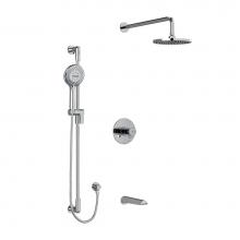 Riobel KIT1345PBC-SPEX - Type T/P (thermostatic/pressure balance) 1/2'' coaxial 3-way system with hand shower rai
