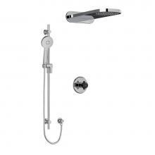 Riobel KIT2745MMRDXCBK-SPEX - Type T/P (thermostatic/pressure balance) 1/2'' coaxial 3-way system with hand shower rai