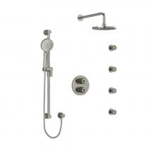 Riobel KIT446CSTMBN-6 - Type T/P (thermostatic/pressure balance) double coaxial system with hand shower rail, 4 body jets
