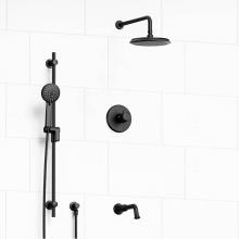 Riobel KIT#1345MMRD+BK-6-SPEX - Type T/P (thermostatic/pressure balance) 1/2'' coaxial 3-way system with hand shower rai