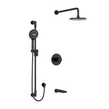 Riobel KIT#1345PBBK-6-EX - Type T/P (thermostatic/pressure balance) 1/2'' coaxial 3-way system with hand shower rai