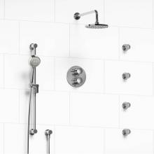 Riobel KIT#446EDTMC - Type T/P (thermostatic/pressure balance) double coaxial system with hand shower rail, 4 body jets