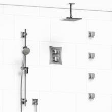 Riobel KIT#446EFC-6 - Type T/P (thermostatic/pressure balance) double coaxial system with hand shower rail, 4 body jets