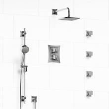 Riobel KIT#446EFC - Type T/P (thermostatic/pressure balance) double coaxial system with hand shower rail, 4 body jets