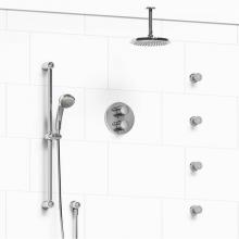 Riobel KIT#446GNC-6 - Type T/P (thermostatic/pressure balance) double coaxial system with hand shower rail, 4 body jets
