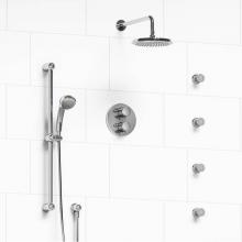 Riobel KIT#446GNC - Type T/P (thermostatic/pressure balance) double coaxial system with hand shower rail, 4 body jets