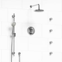 Riobel KIT#446MMRDXC - Type T/P (thermostatic/pressure balance) double coaxial system with hand shower rail, 4 body jets