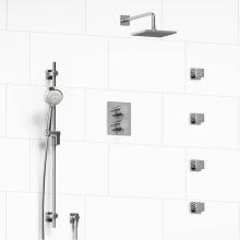 Riobel KIT#446PATQC - Type T/P (thermostatic/pressure balance) double coaxial system with hand shower rail, 4 body jets