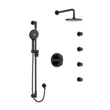 Riobel KIT#446PBBK-6 - Type T/P (thermostatic/pressure balance) double coaxial system with hand shower rail, 4 body jets
