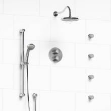 Riobel KIT#446RTC - Type T/P (thermostatic/pressure balance) double coaxial system with hand shower rail, 4 body jets