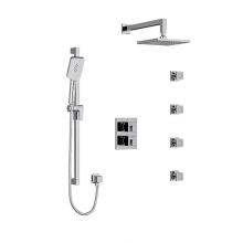 Riobel KIT#446USC - Type T/P (thermostatic/pressure balance) double coaxial system with hand shower rail, 4 body jets